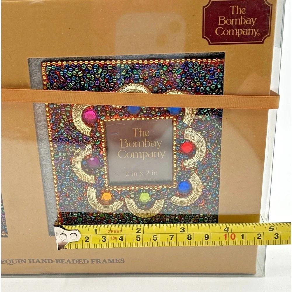 The Bombay Company Boxed Set of 2 Harlequin Hand-Beaded 4X4‎ Picture Frames NIB